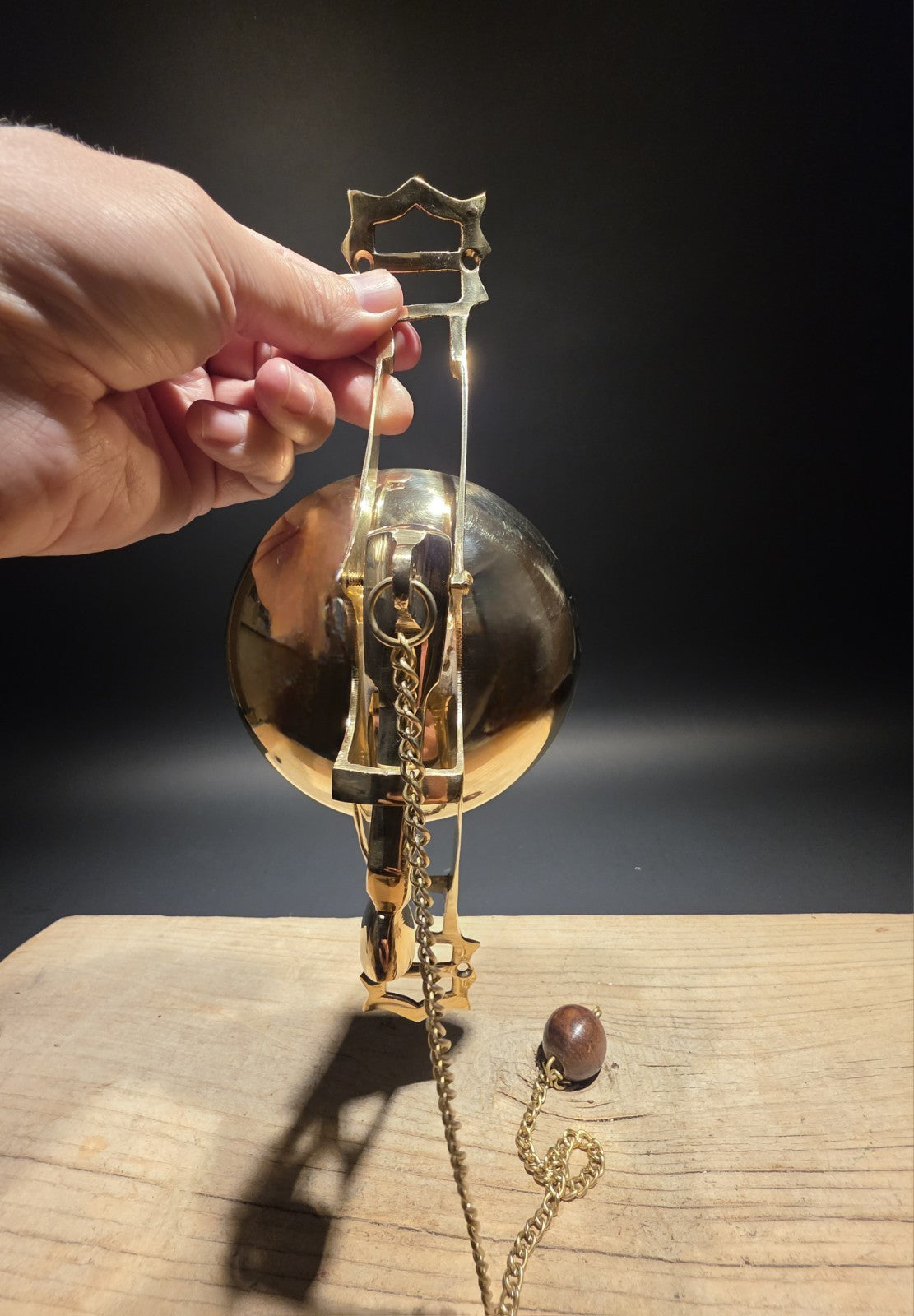 11" Antique Vintage Style Wall Mount Brass Pull Chain Door Bell