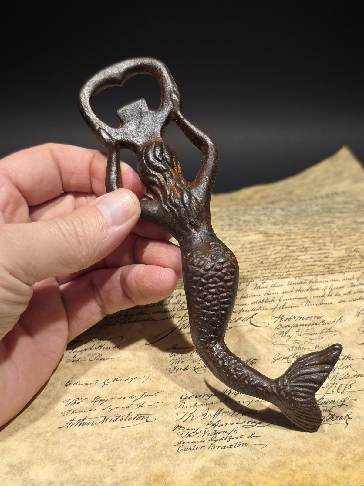 7" Vintage Style Cast Iron Mermaid Bottle Opener Coastal Bar Tool
