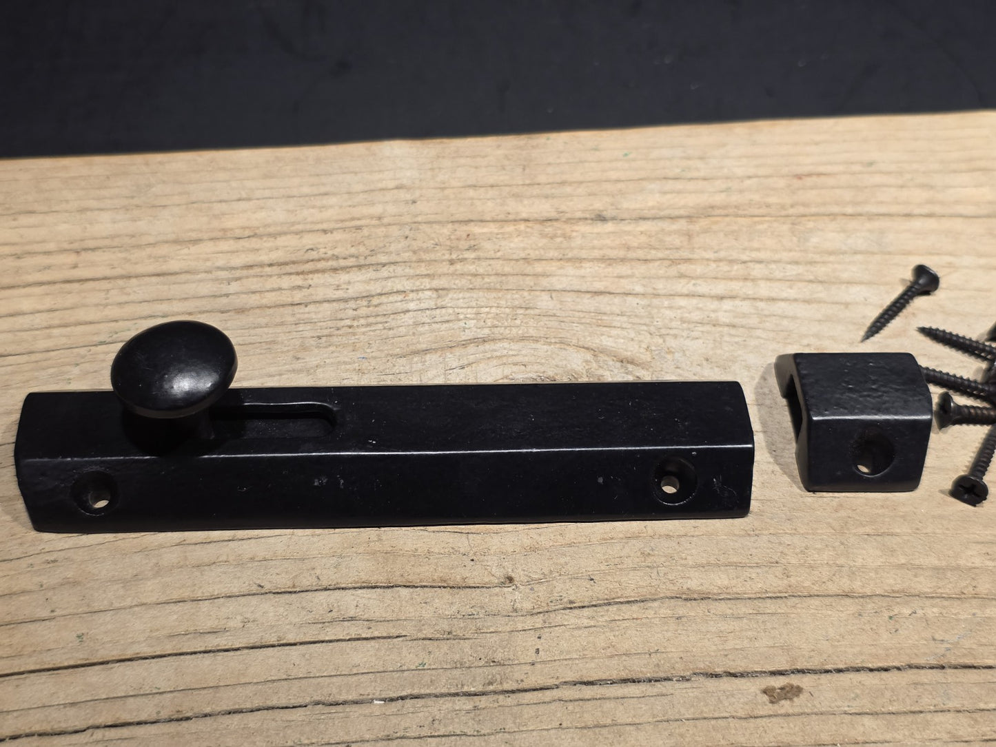 6" Black Retro Modern Style Iron Slide Door Latch Lock