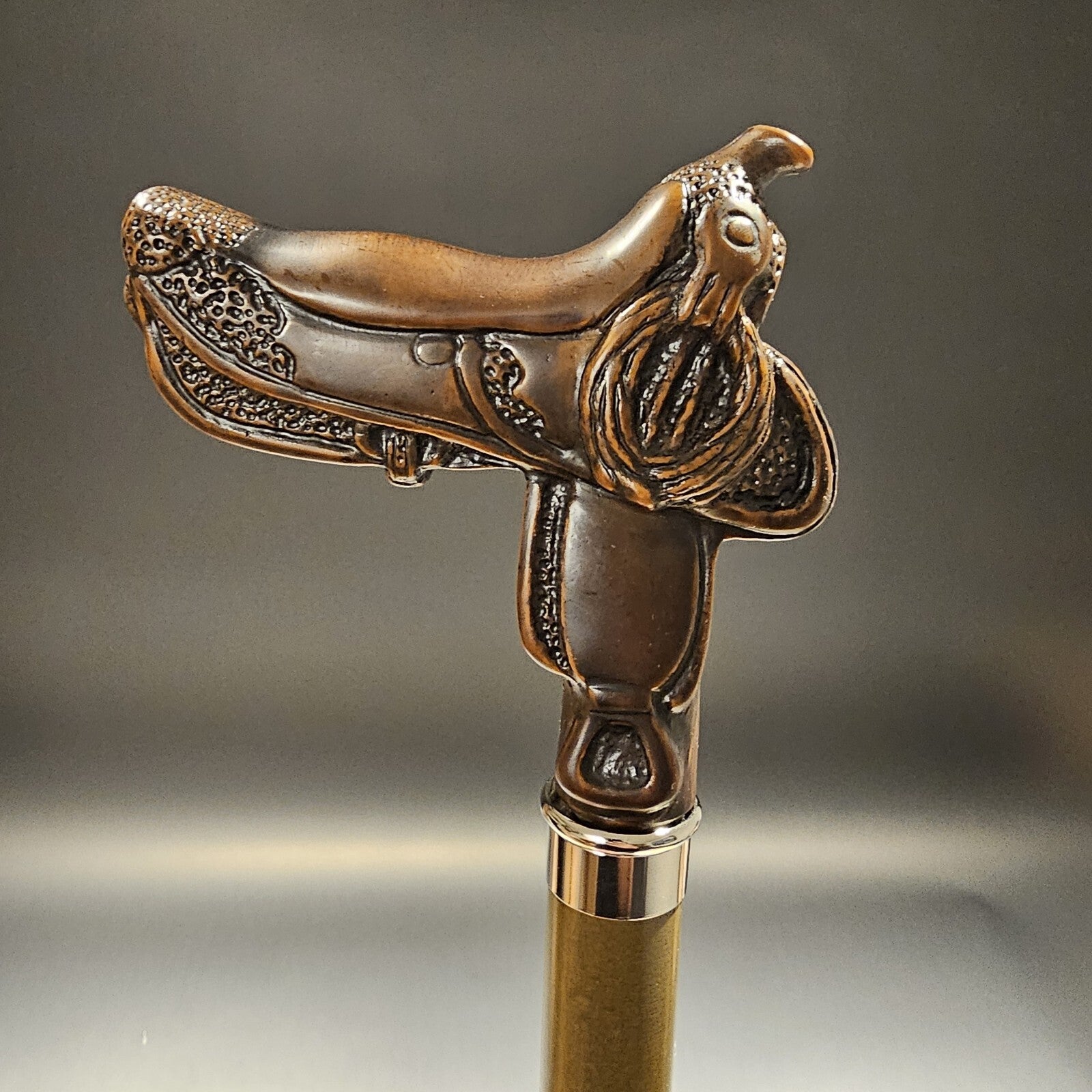 36" Antique Style Cowboy Saddle Derby Walking Stick Cane