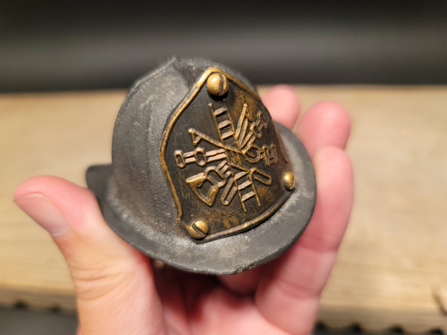 Antique Vintage Style Miniature Cast Iron Fireman Helmet Bottle Opener