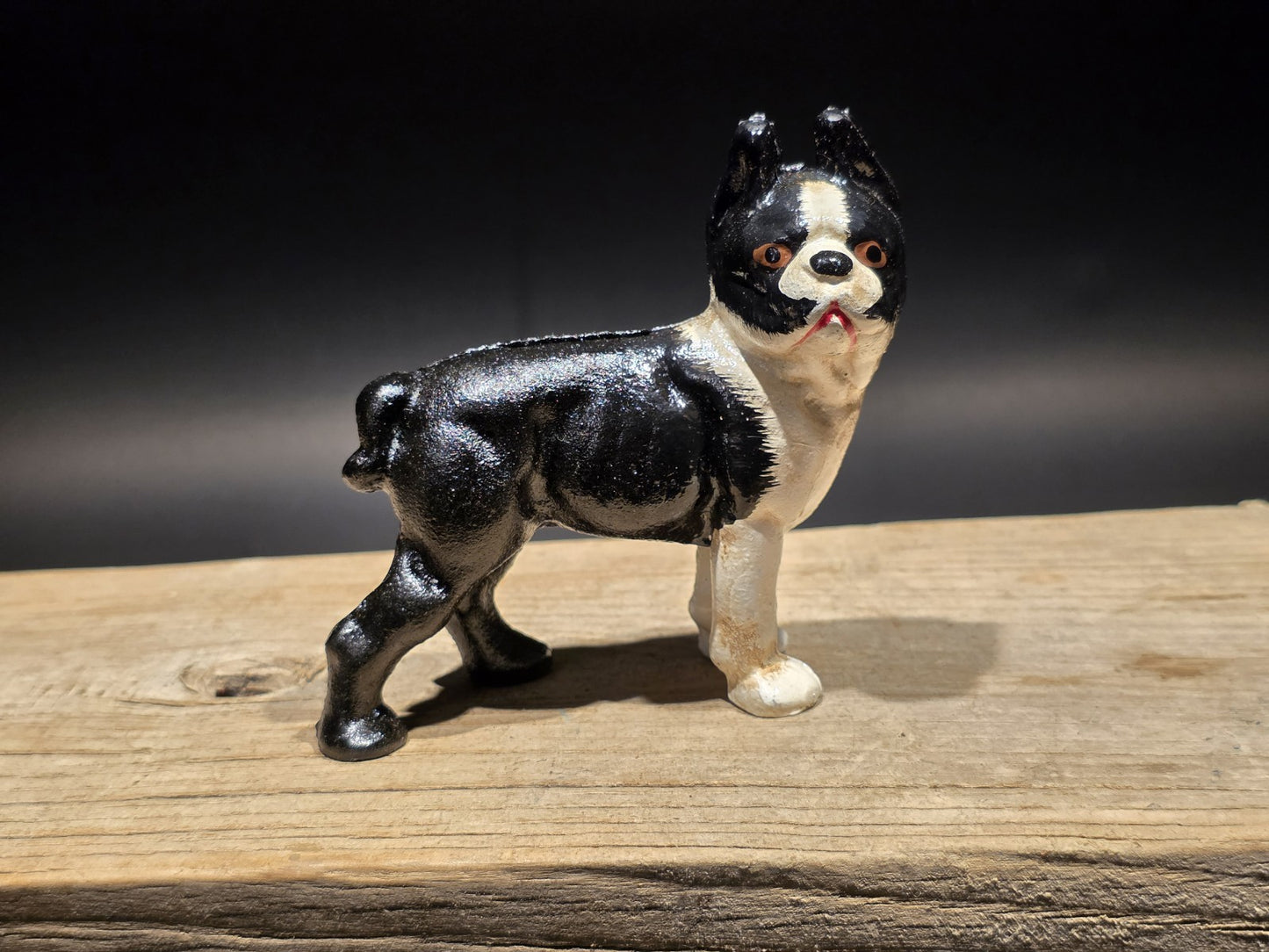 5" Antique Style Cast Iron Boston Terrier Dog Door Stop Coin Bank
