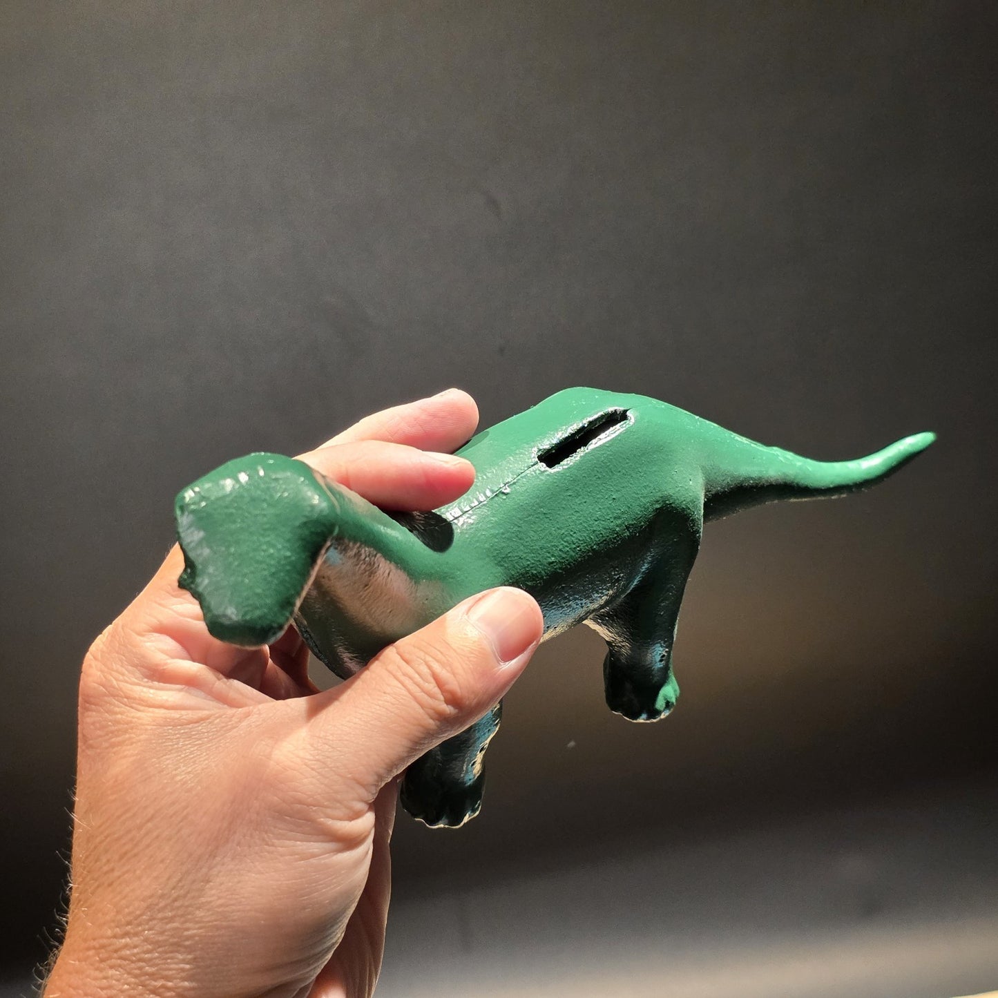 Antique Style Cast Iron Brontosaurus Dinosaur Coin Bank