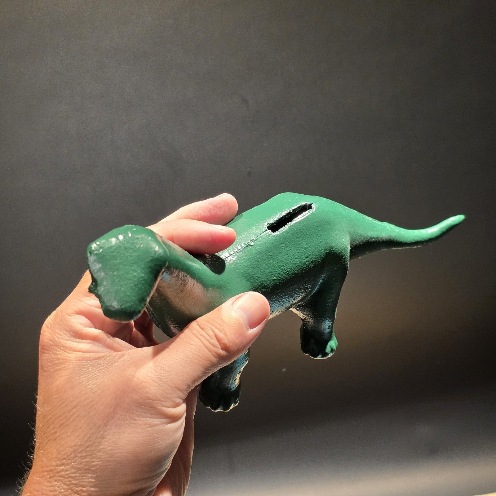 Antique Style Cast Iron Brontosaurus Dinosaur Coin Bank