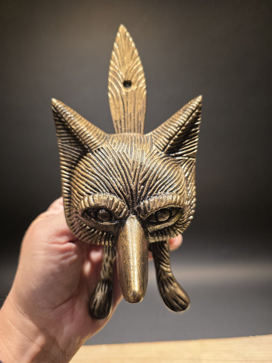Vintage Style Antique Brass Cast Iron Fox Head Door Knocker