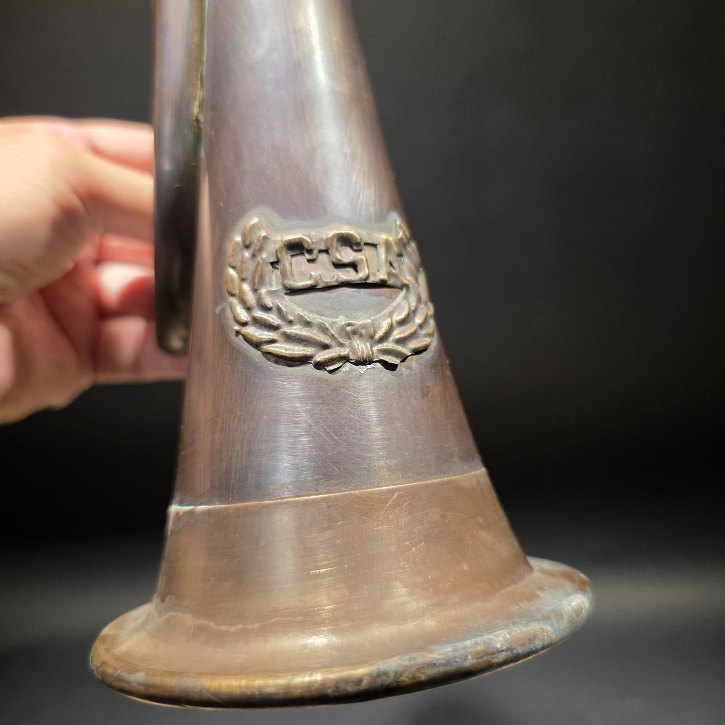 12" Antique Style Civil War Confederate CSA Bugle Copper Brass Signal Horn
