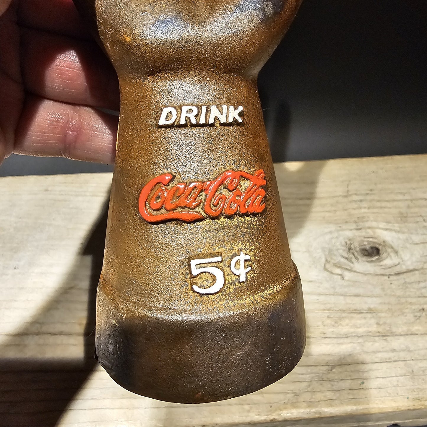Vintage Antique Style Cast Iron Coca Cola Hand Coin Bank