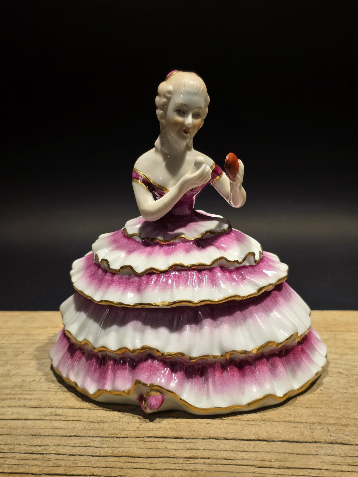 6"  Vintage Style Porcelain Half Doll Powder Box Lady Figurine Vanity Trinket