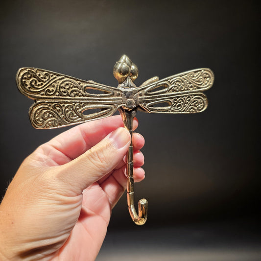 Solid Brass Dragonfly Wall Hook Art Nouveau Style Coat Hook