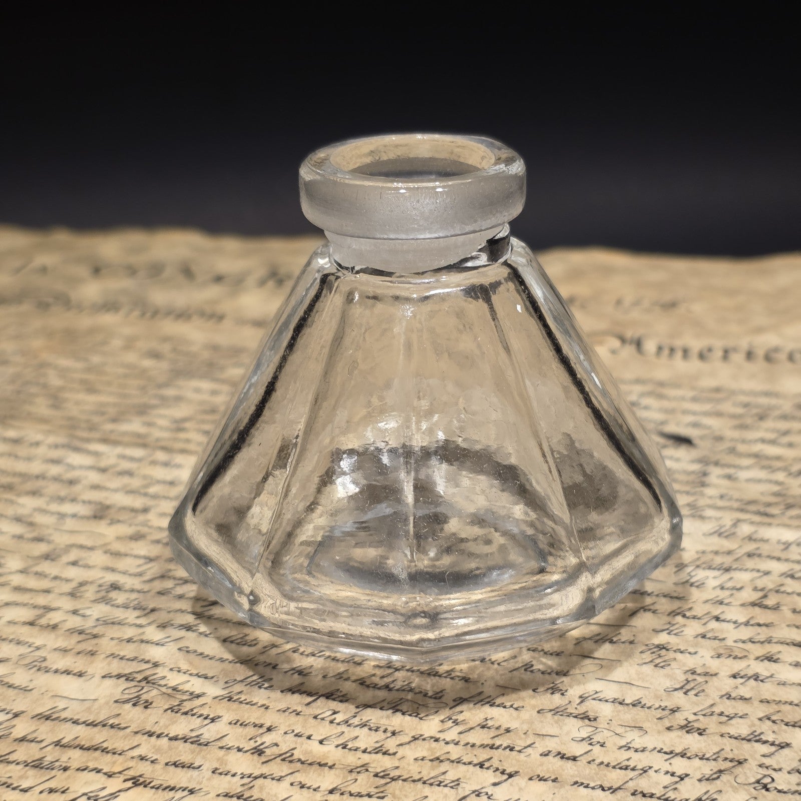 3" Antique Style Glass Inkwell Desk Ink Bottle Writing Accessory