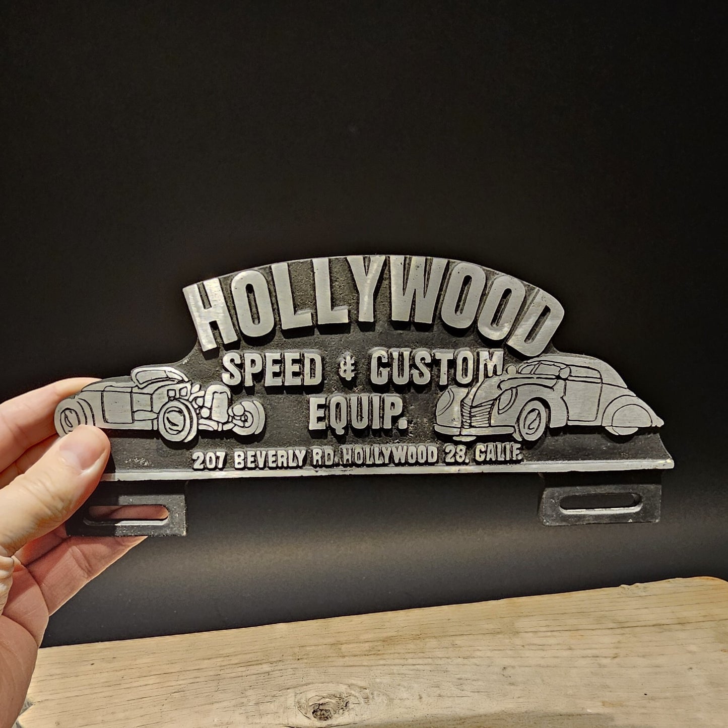 Vintage Style Aluminum Holywood License Plate Fob Topper