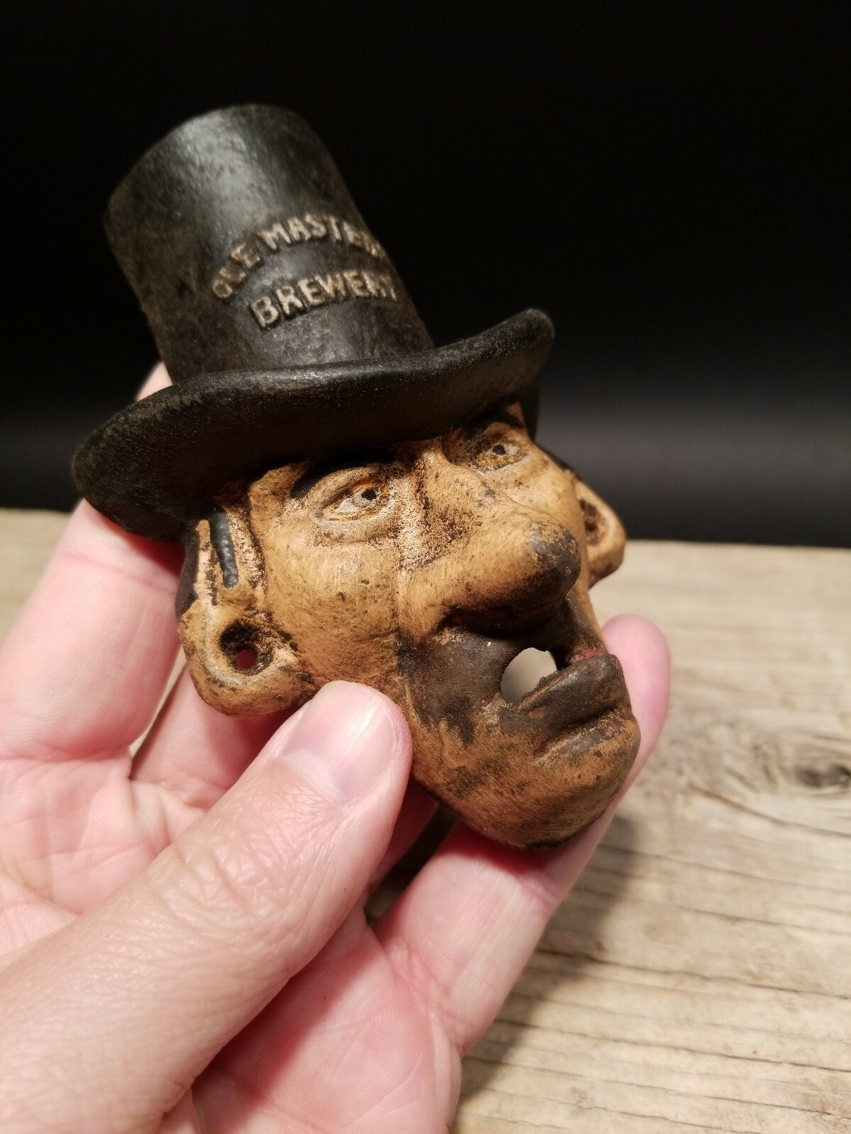 Antique Vintage Style Cast Iron Ole Masters Folk Art Figural Beer Bottle Opener