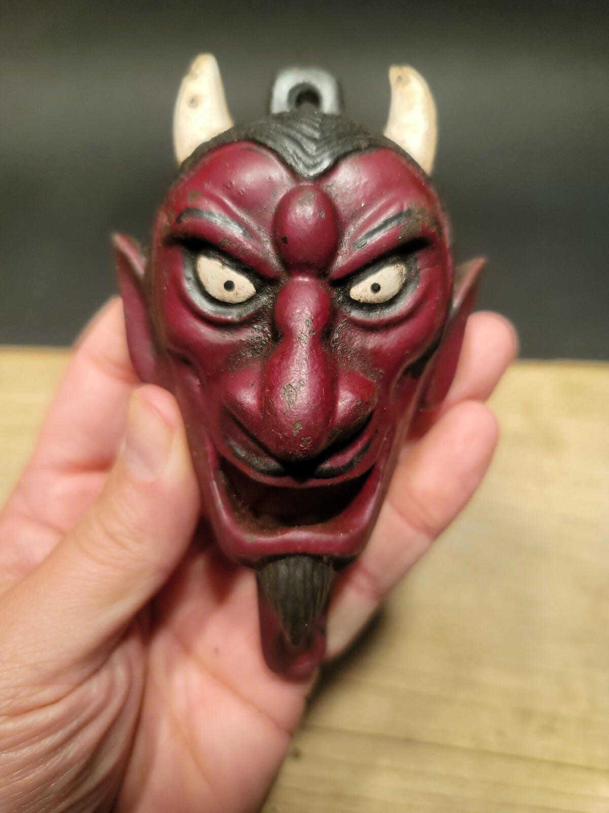 Antique Vintage Style Cast Iron folk art Devil Wall mount Bottle Opener
