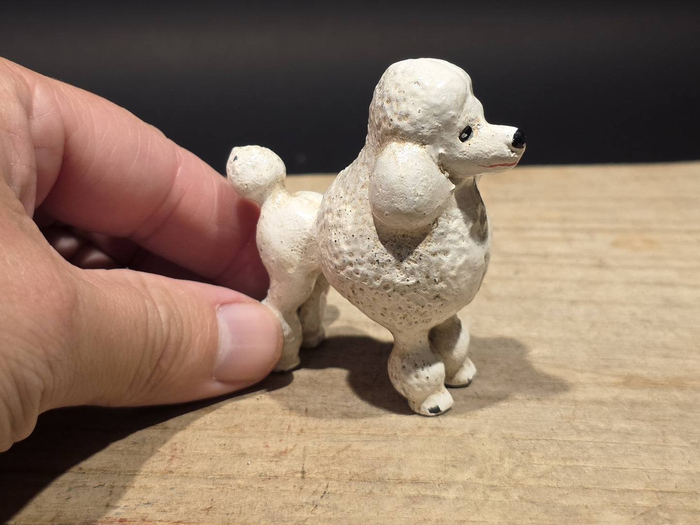Cast Iron White Poodle Dog Figurine Vintage Style Poodle Statue
