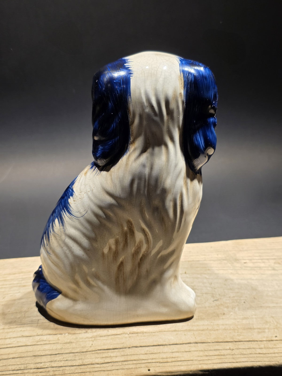 8" Antique Vintage Style Blue Staffordshire Spaniel Dog Figurine