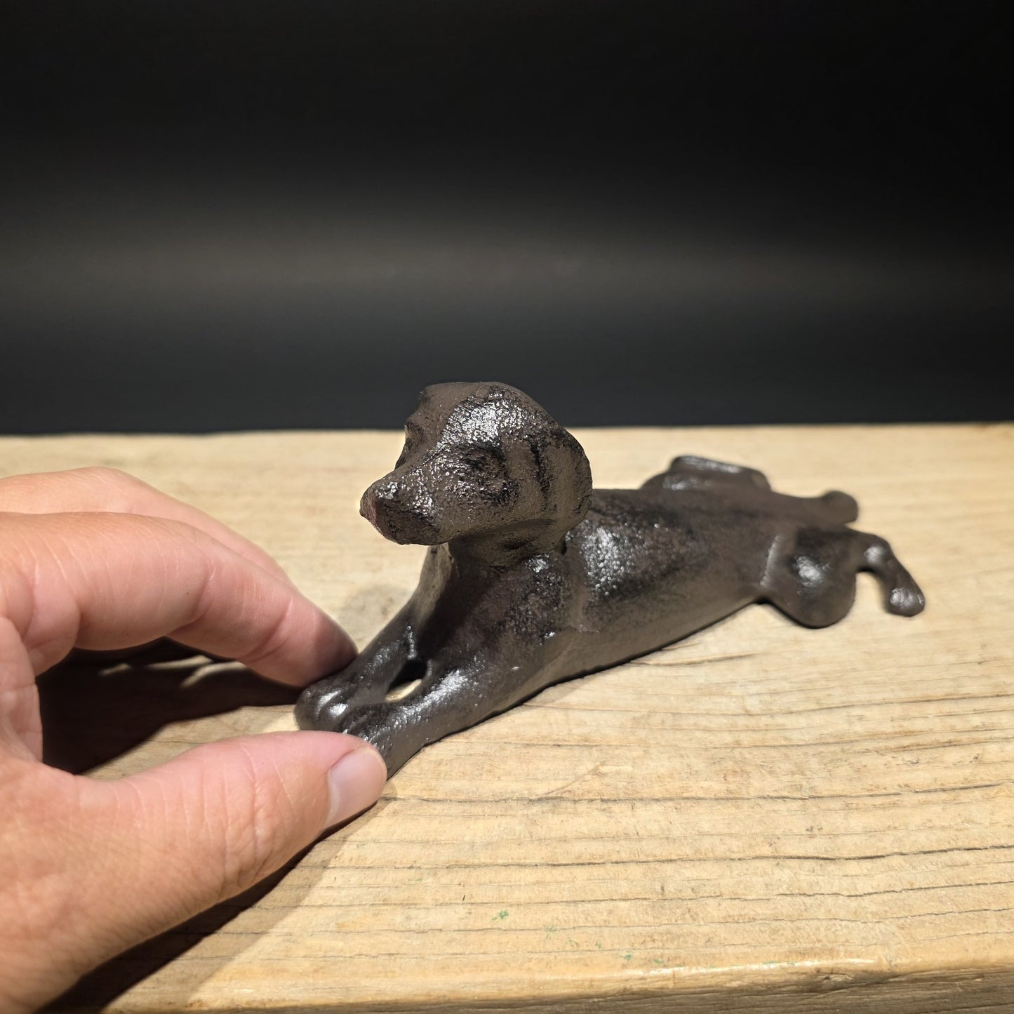 Cast Iron Lying Dog Doorstop – Vintage Style Figural Door Stop