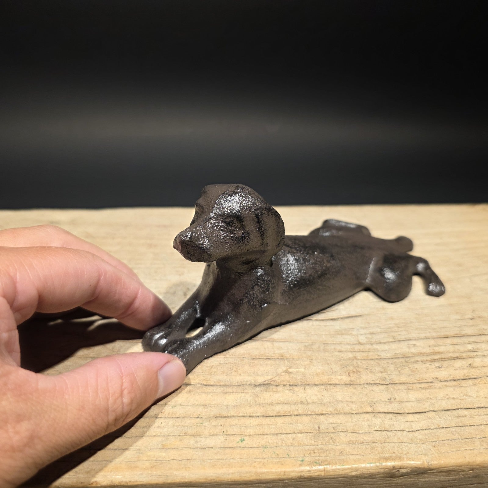 Cast Iron Lying Dog Doorstop – Vintage Style Figural Door Stop