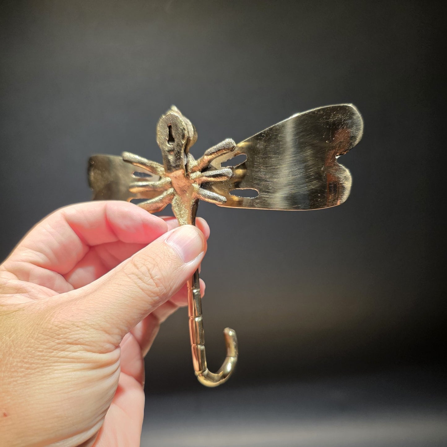 Solid Brass Dragonfly Wall Hook Art Nouveau Style Coat Hook