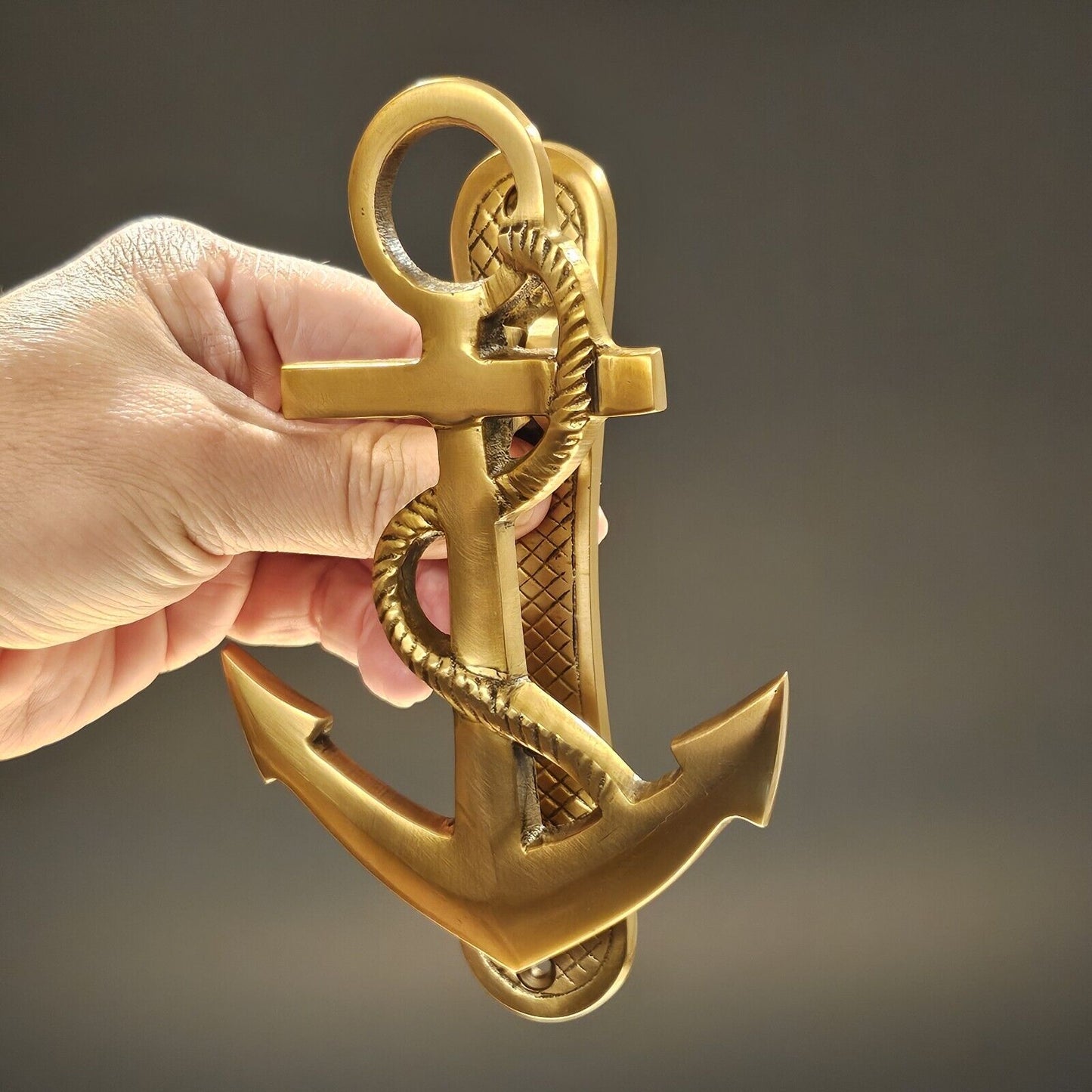 6-1/2" Antiqued Brass Anchor Door Knocker - Antique Vintage Style