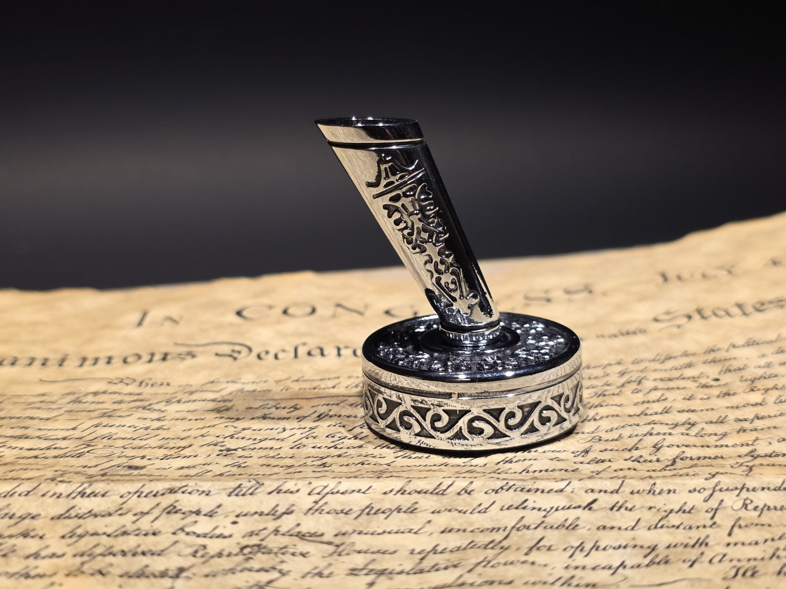Antique Style Silver Metal Single Fountain or Dip Pen Holder
