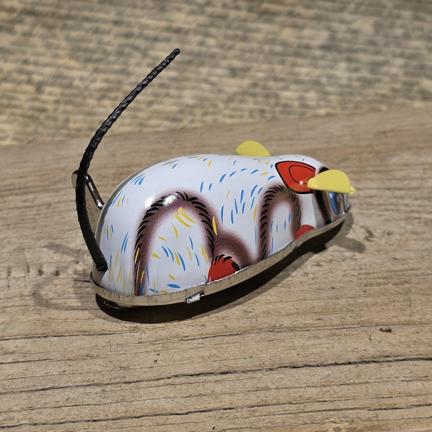 New Vintage Tin Litho Mouse Toy  Wind Up Mechanical Mouse
