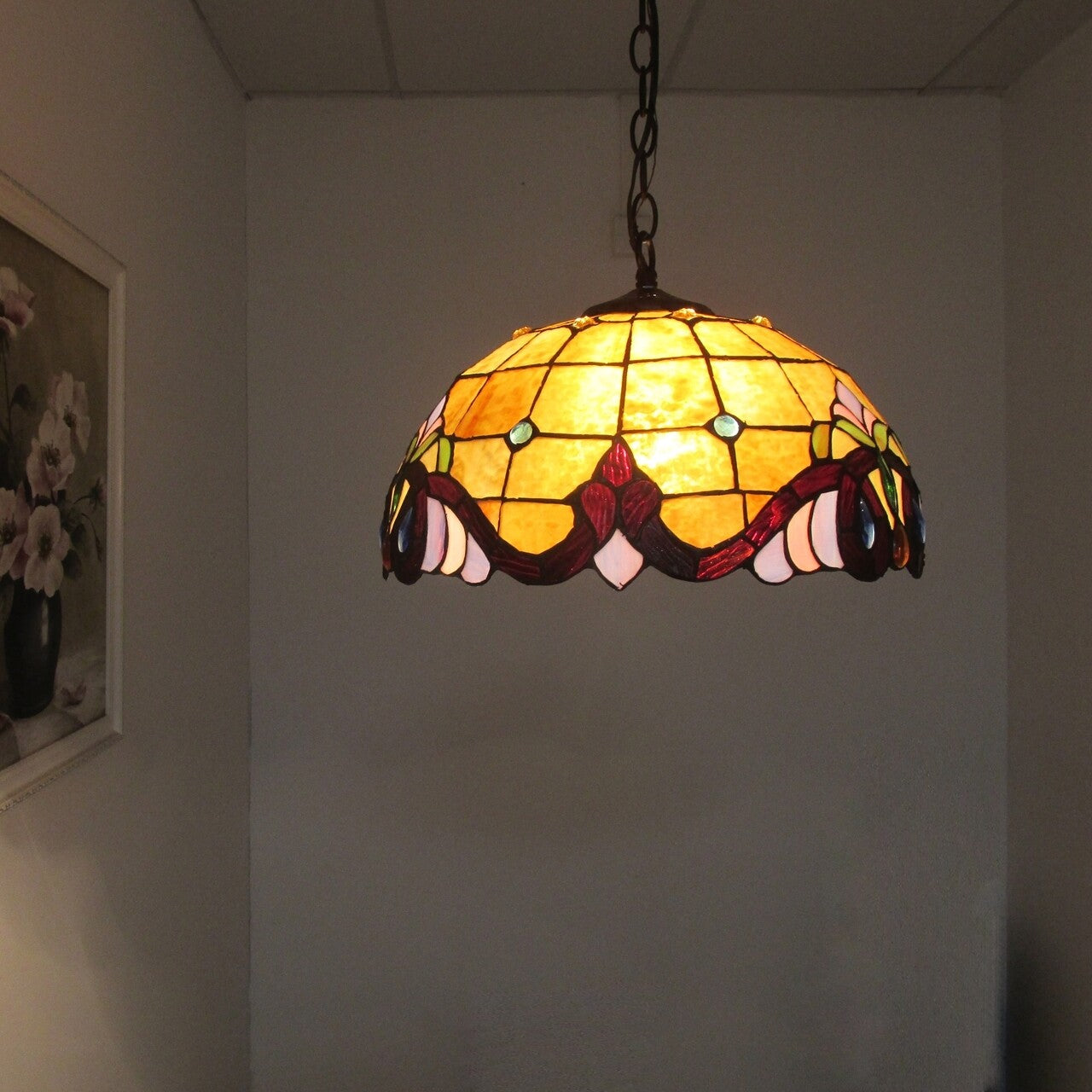 16.1 " Stained Glass Pendant Swag Ceiling Light