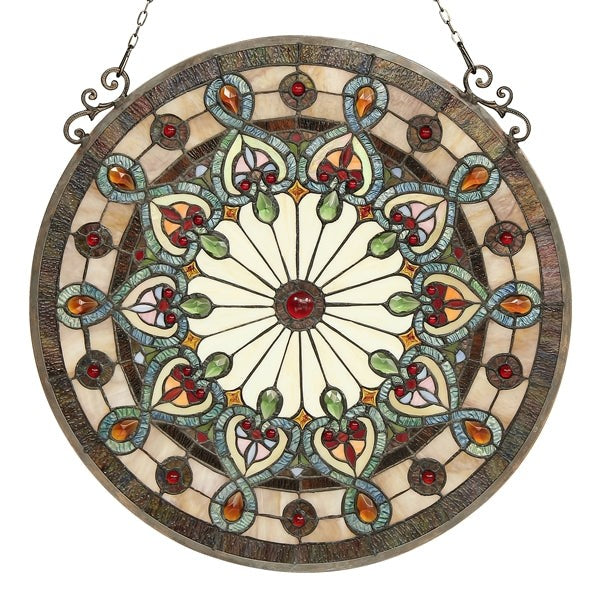 23.6" Round Stained Glass Window Hanging Panel Suncatcher