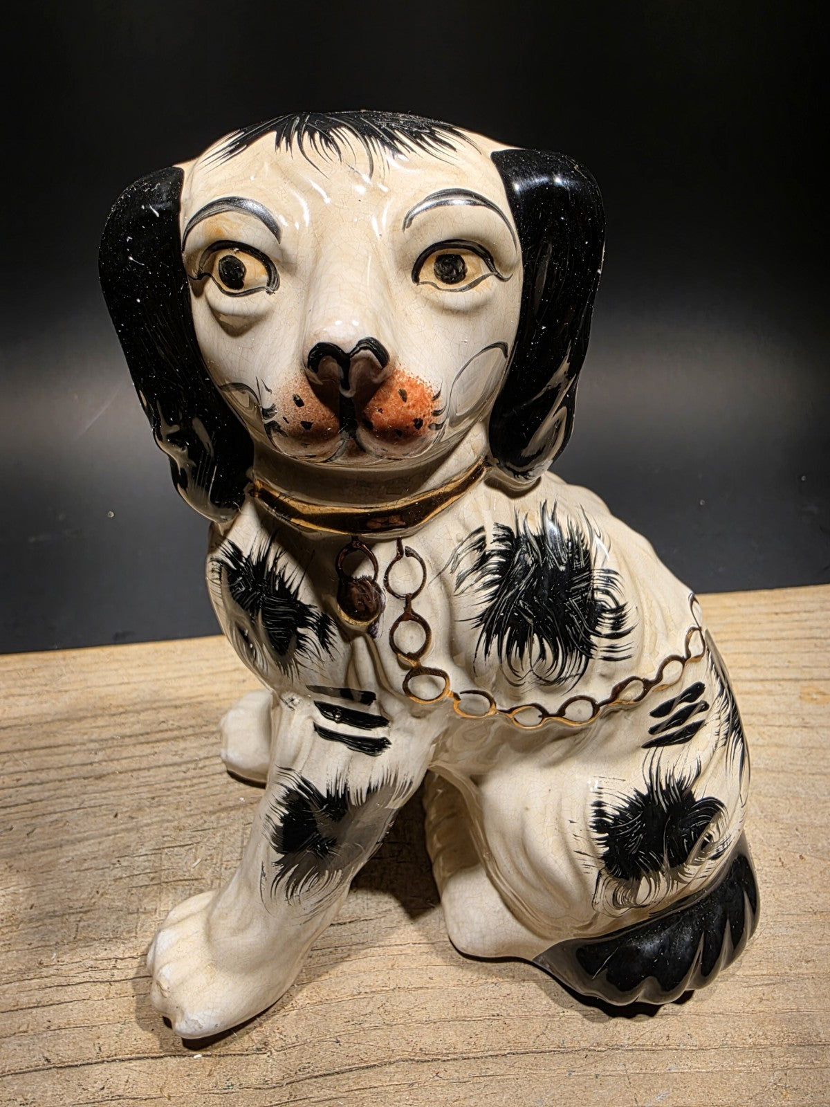 8" Antique Vintage Style Staffordshire Spaniel Dog Figurine