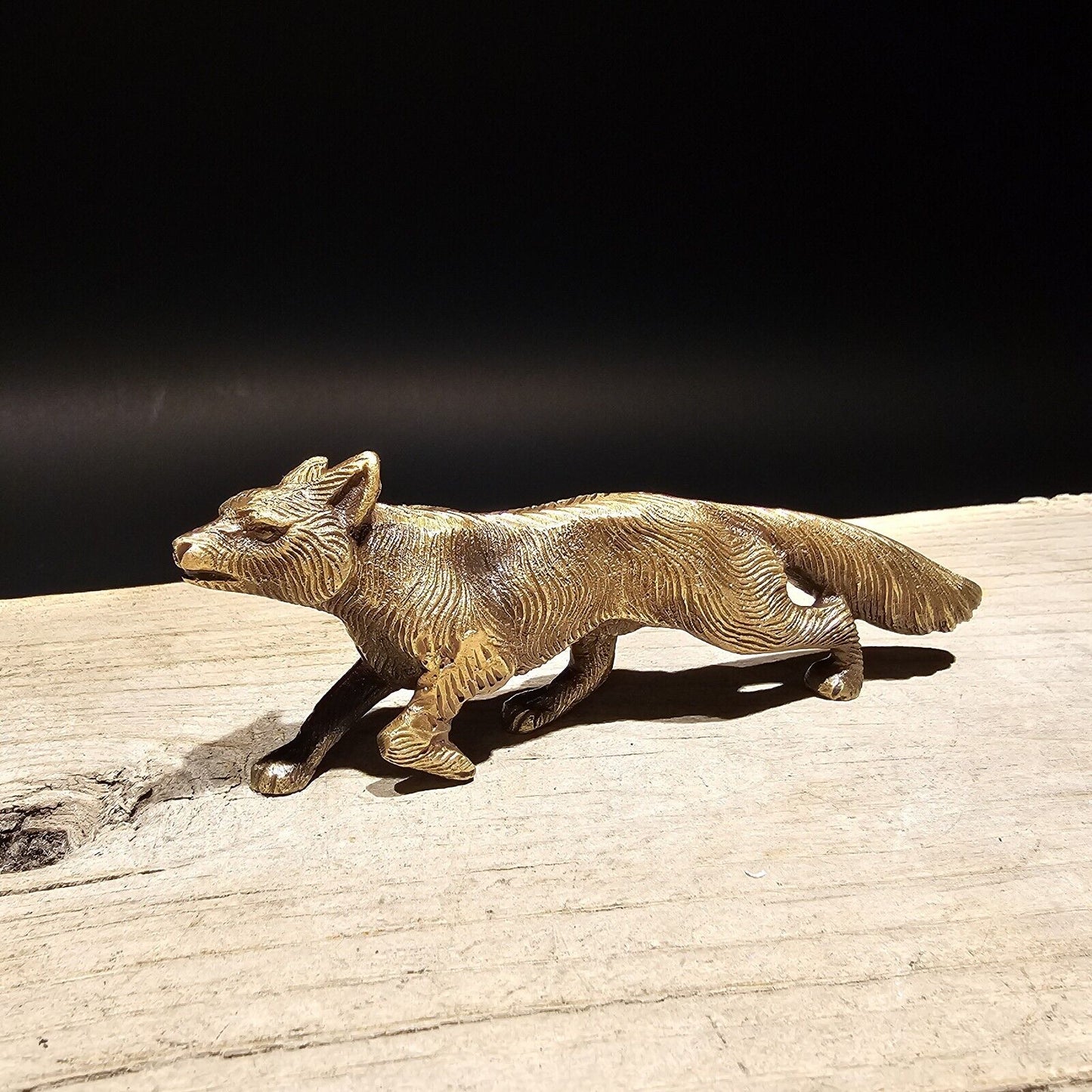 5 1/2" Antique Style Brass Fox Paperweight Desk Statue