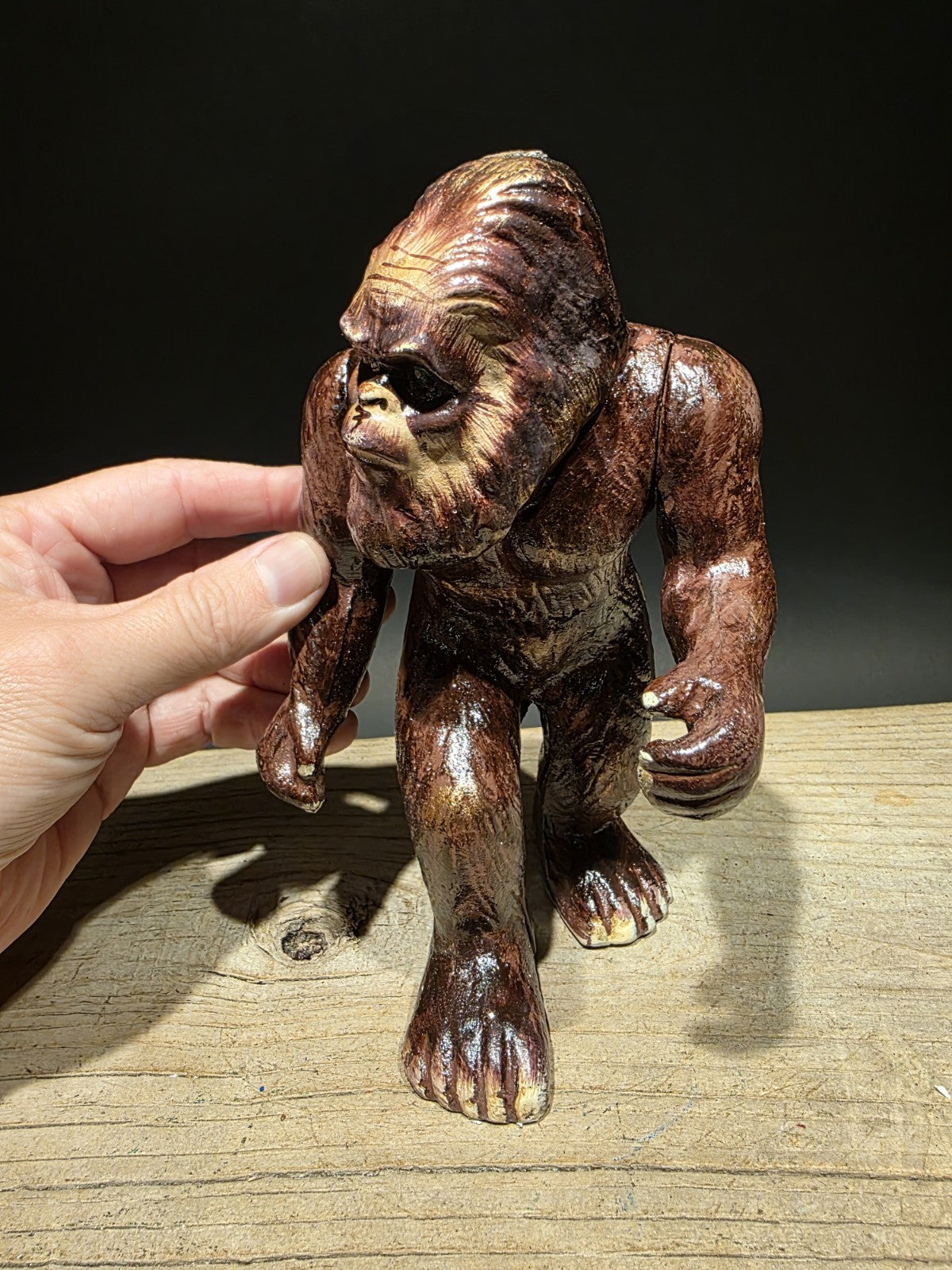 7 1/2" Antique Style Cast Iron Big Foot Sasquatch Coin Bank