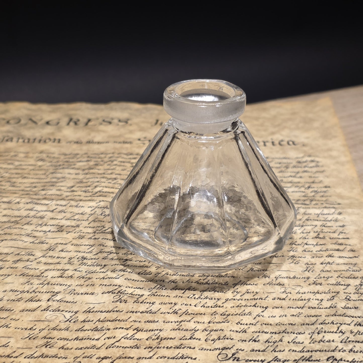 3" Antique Style Glass Inkwell Desk Ink Bottle Writing Accessory