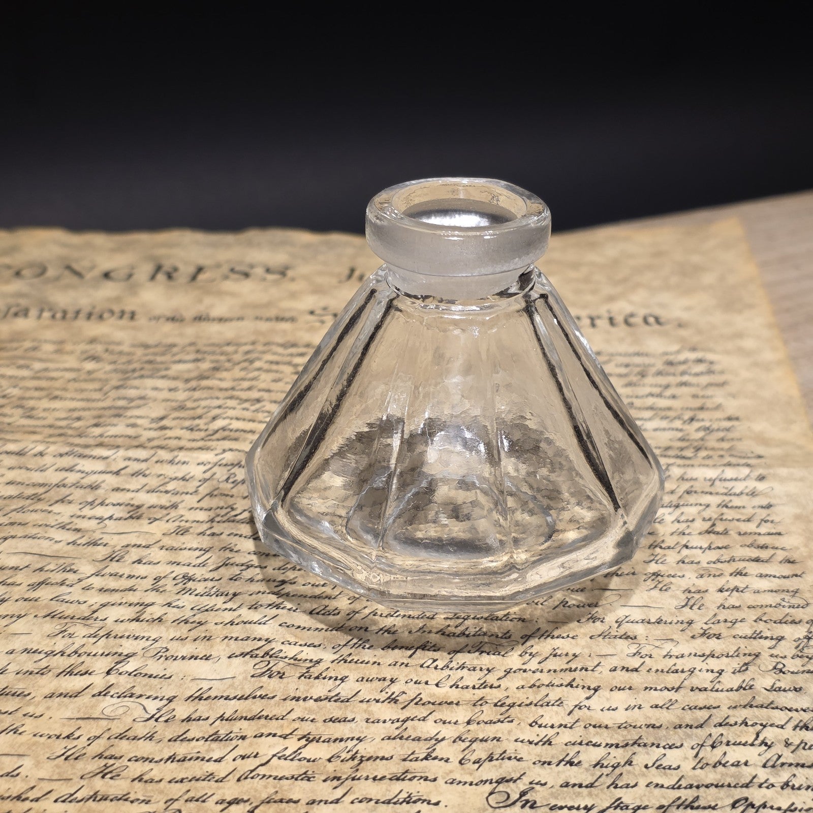 3" Antique Style Glass Inkwell Desk Ink Bottle Writing Accessory