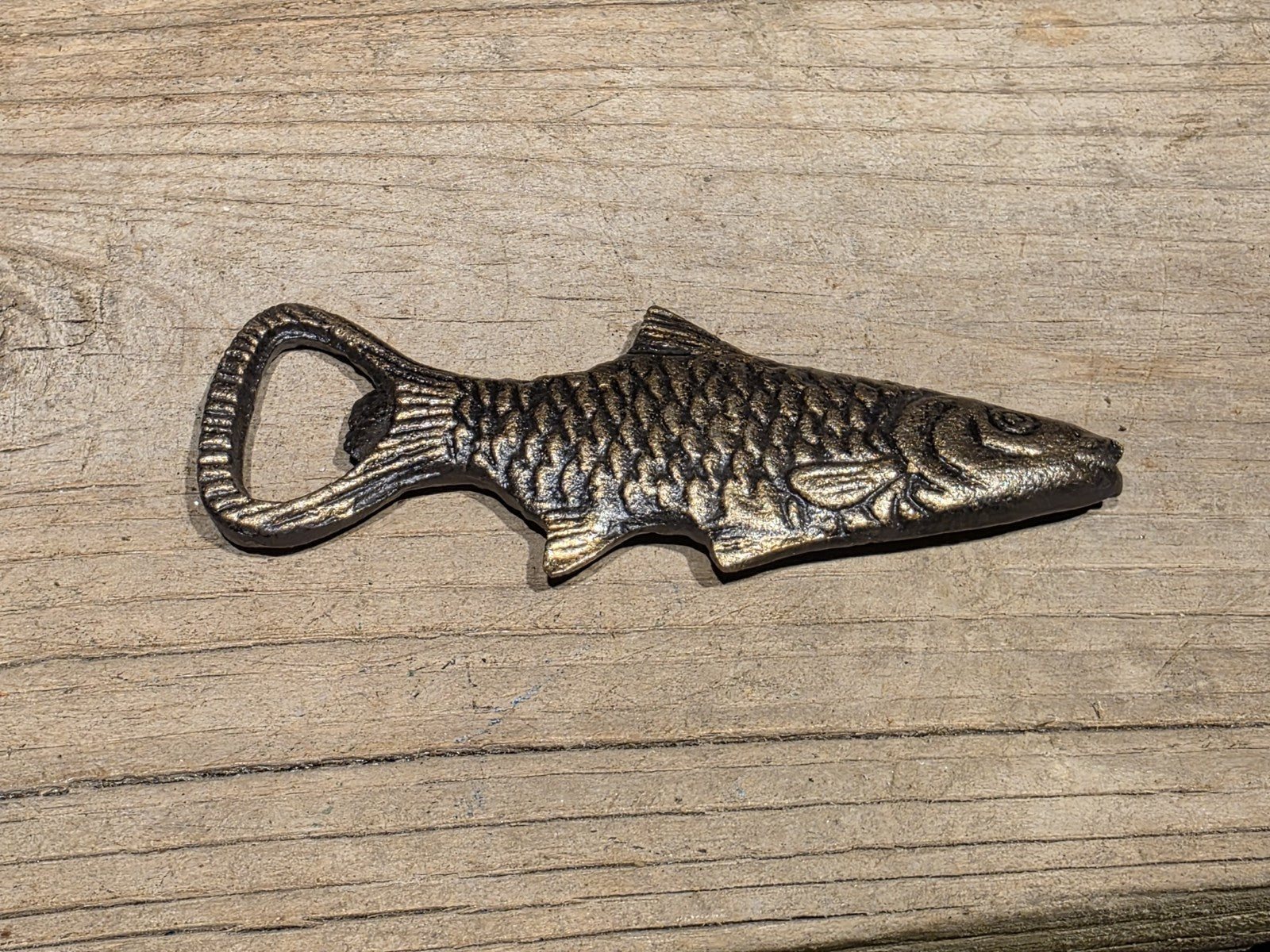 5" Vintage Style Antique Brass Cast Iron Fish Bottle Opener bar tool