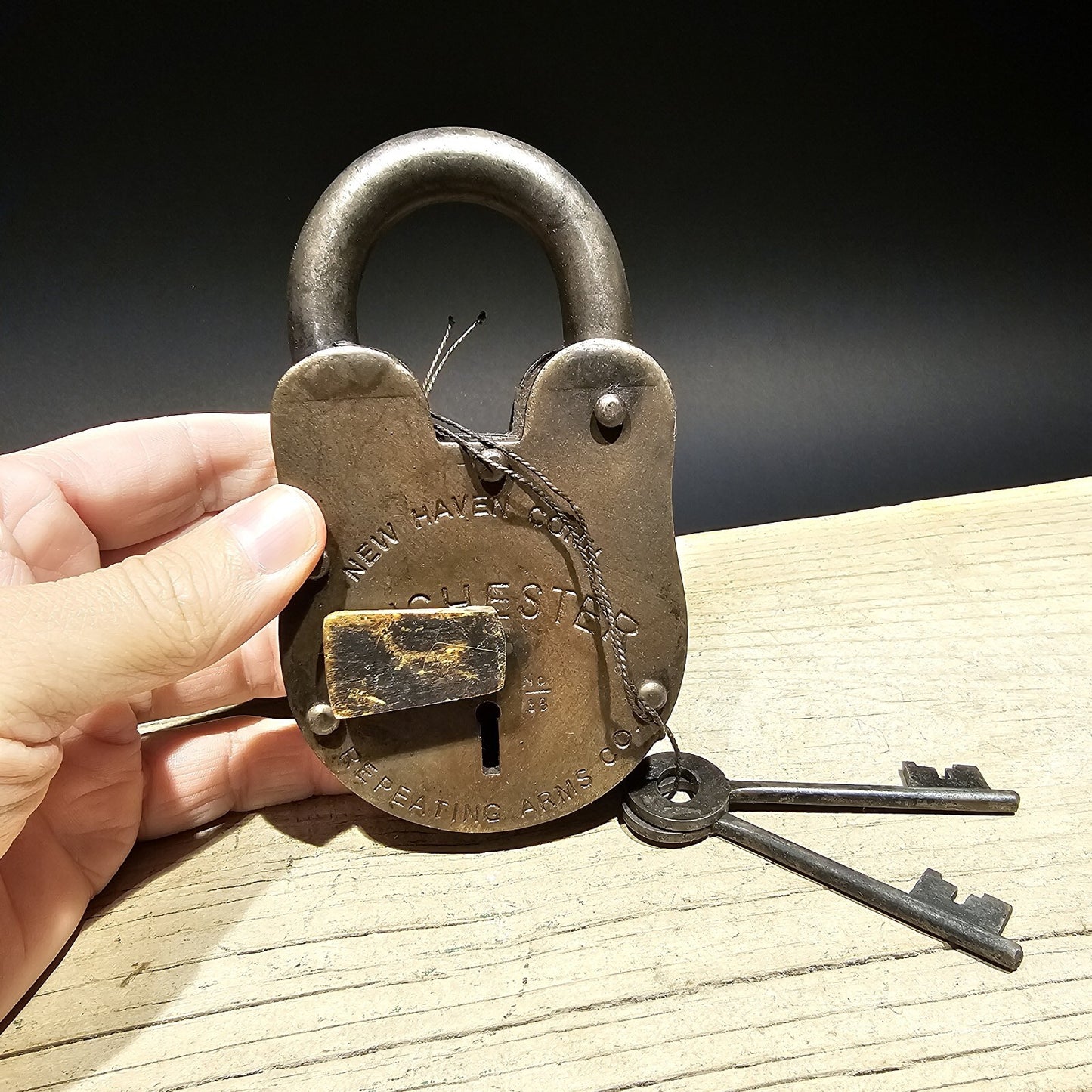 5" Antique Vintage Style Cast Iron Winchester Firearms Ammo Box Padlock Lock