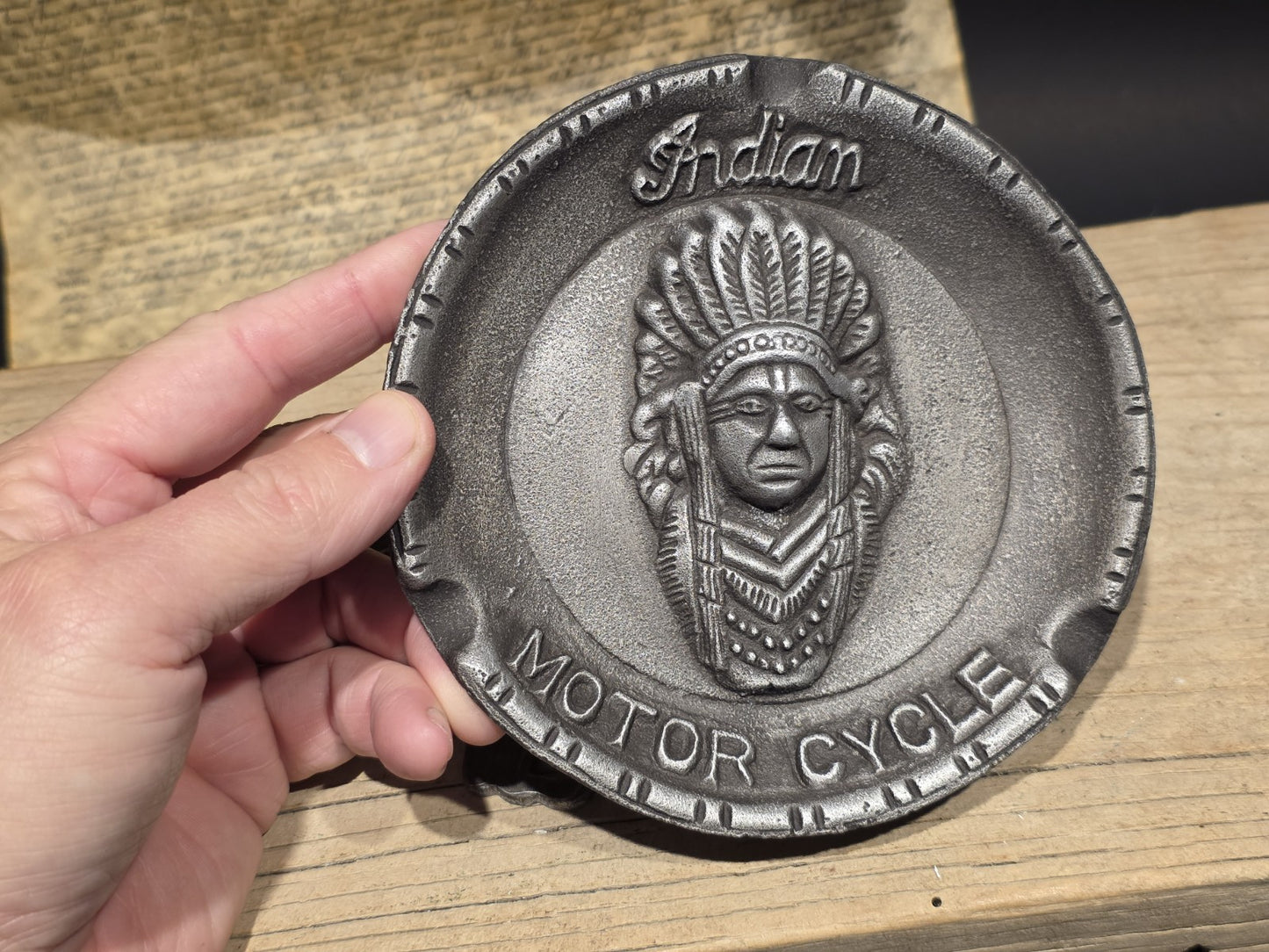 Vintage Style Indian Motorcycle Ash Tray and Bottle Opener Set