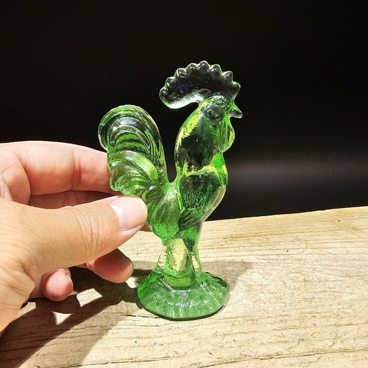 Antique Vintage Style Green Depression Glass Rooster Chicken