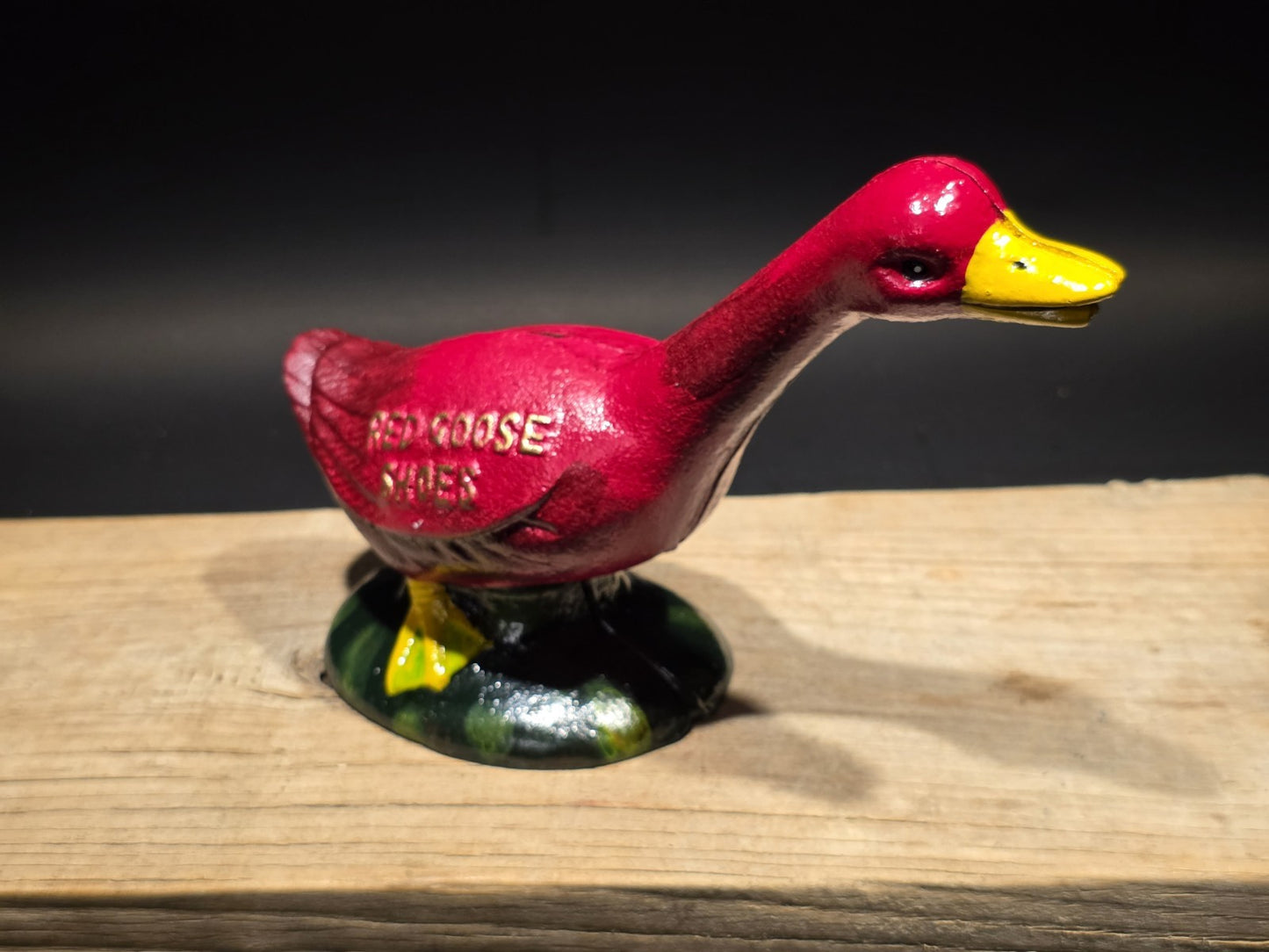 9" Vintage Style Red Goose Shoes Cast Iron Goose Bank  Advertising Bank