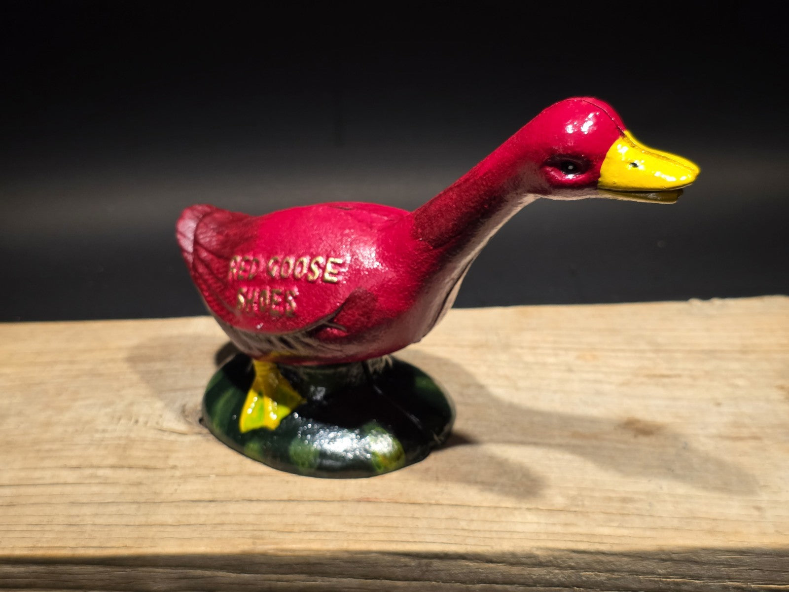 9" Vintage Style Red Goose Shoes Cast Iron Goose Bank  Advertising Bank
