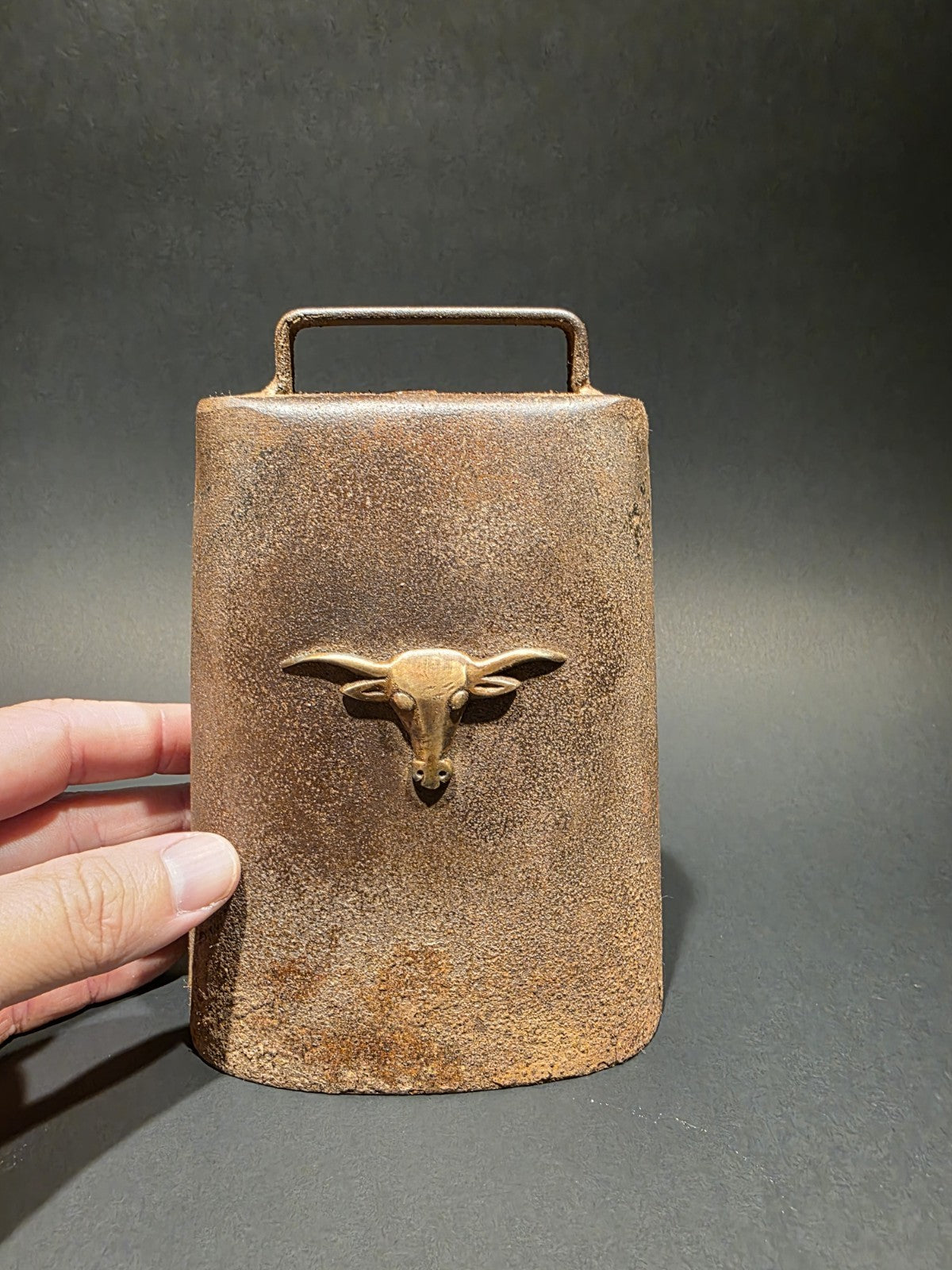 6 3/4" Primitive Vintage Antique Style Hand Wrought Iron Cow Bell