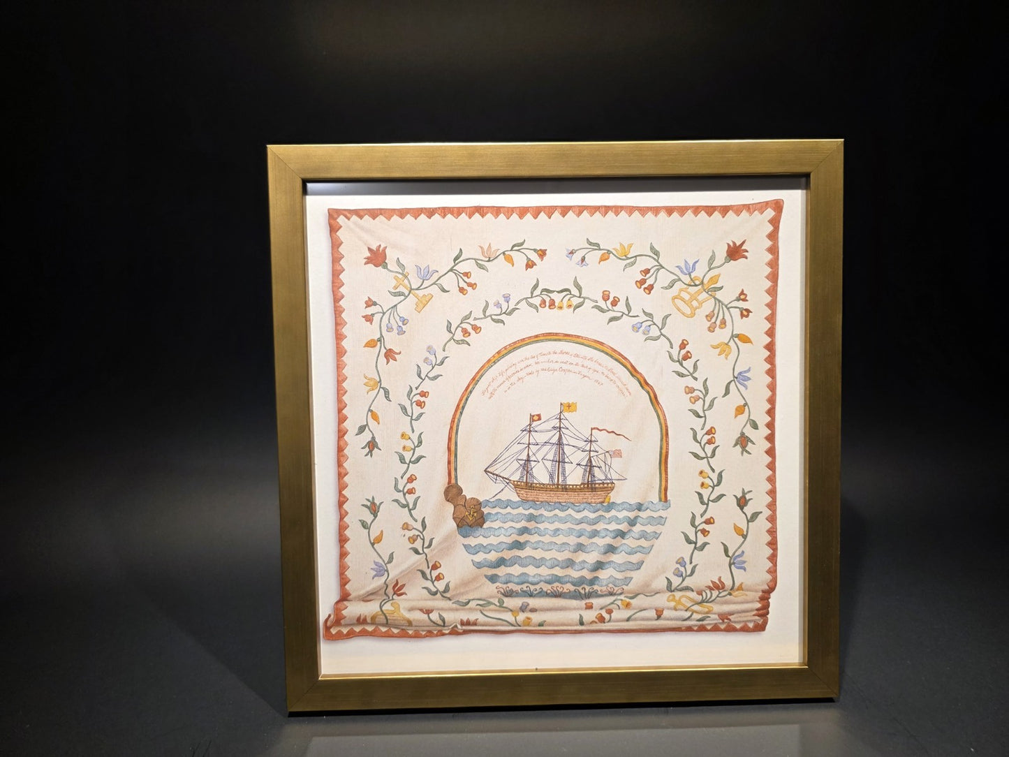 12x12 Vintage Style Ship Sampler Framed PRINT