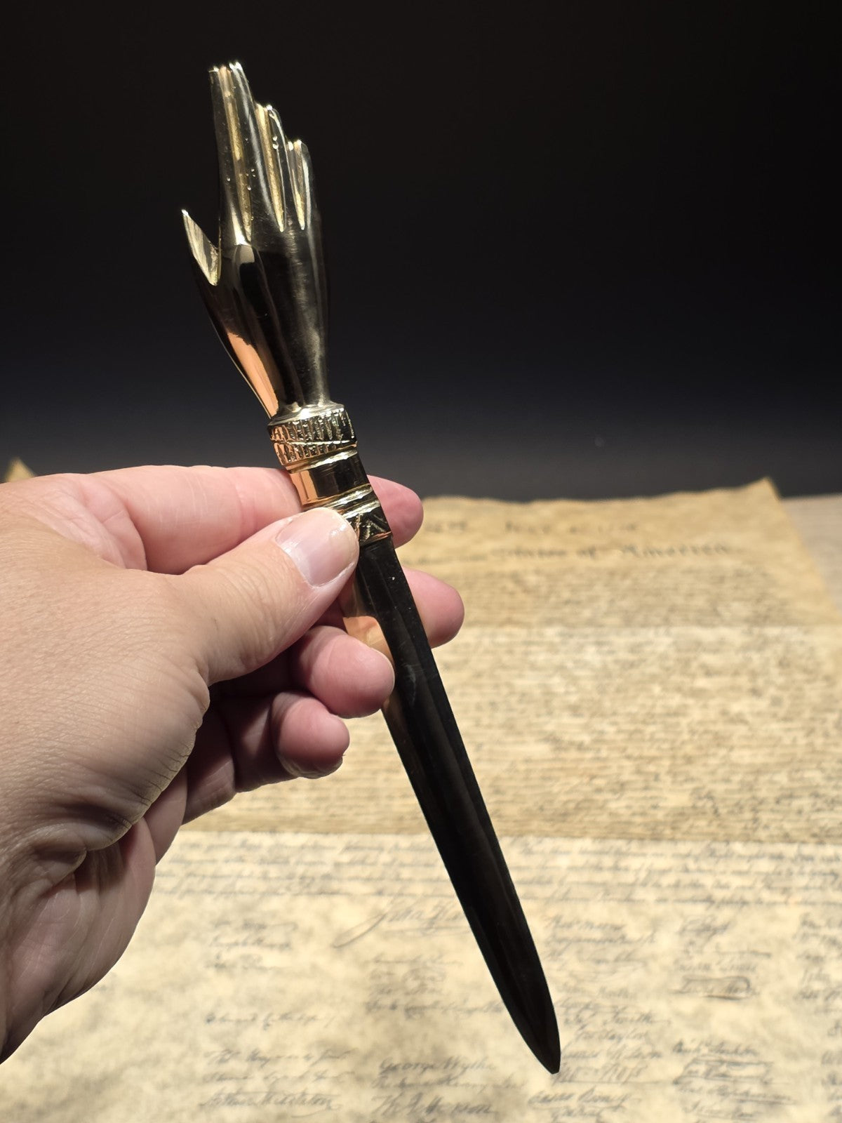 Vintage Style Brass Heart in Hand Friends Love Truth Odd Fellows Letter Opener