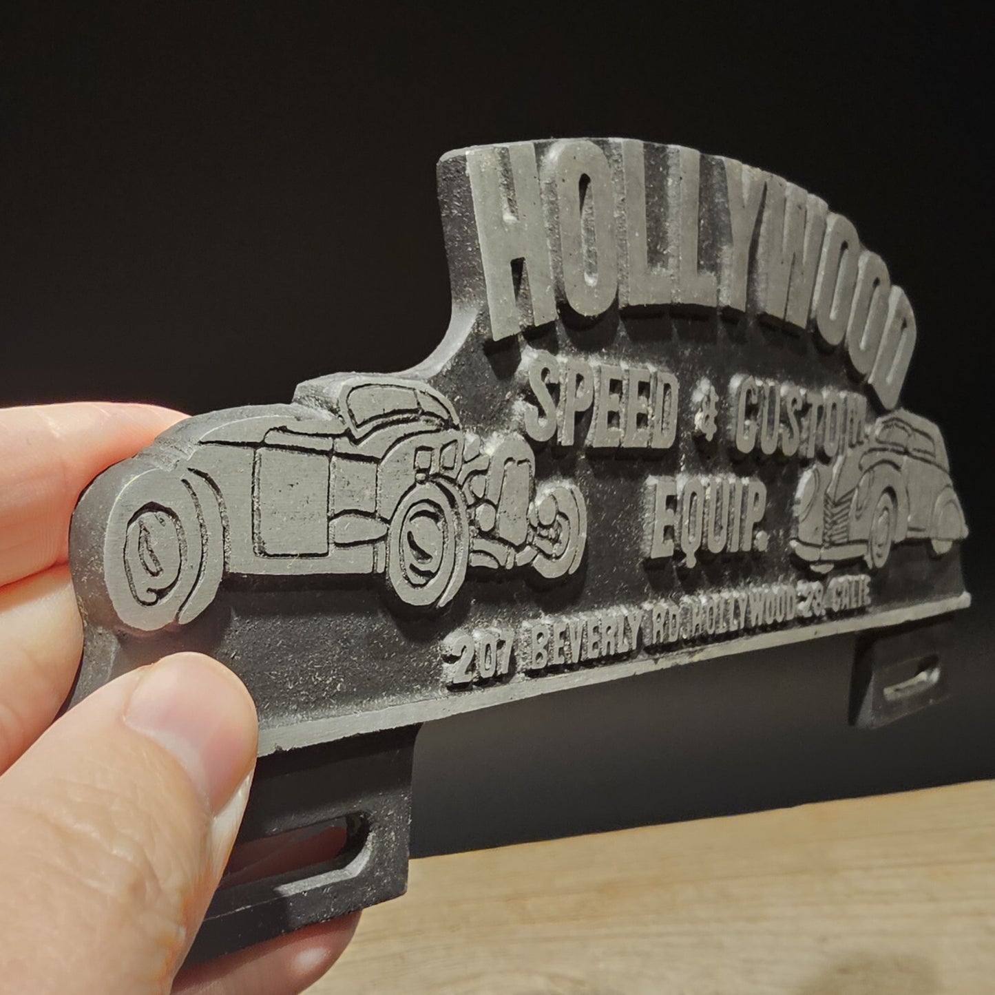 Vintage Style Aluminum Holywood License Plate Fob Topper