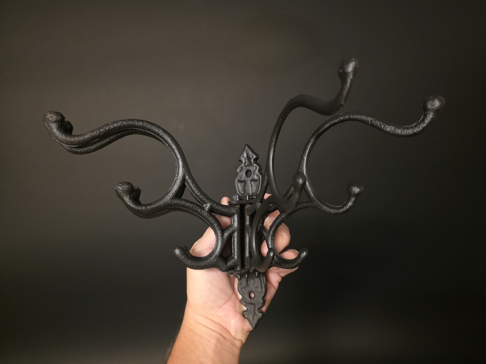 Antique Vintage Style Wall Hook Swivel Folding Coat Hanger Hardware Black Finish