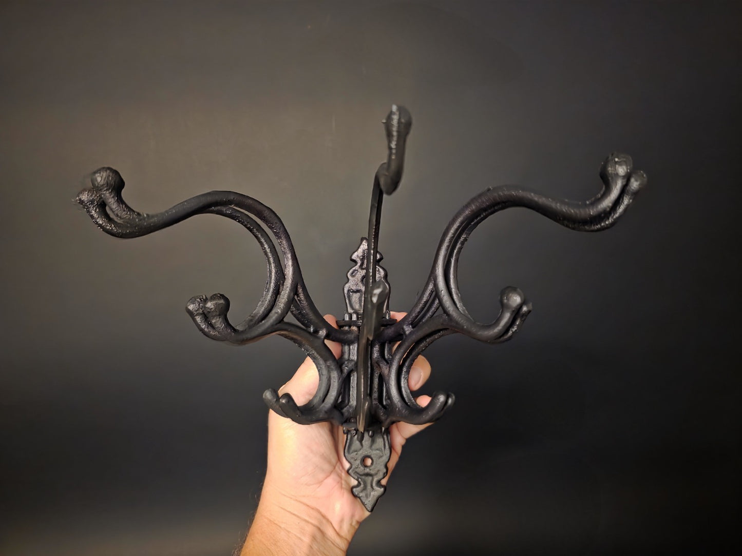 Antique Vintage Style Wall Hook Swivel Folding Coat Hanger Hardware Black Finish