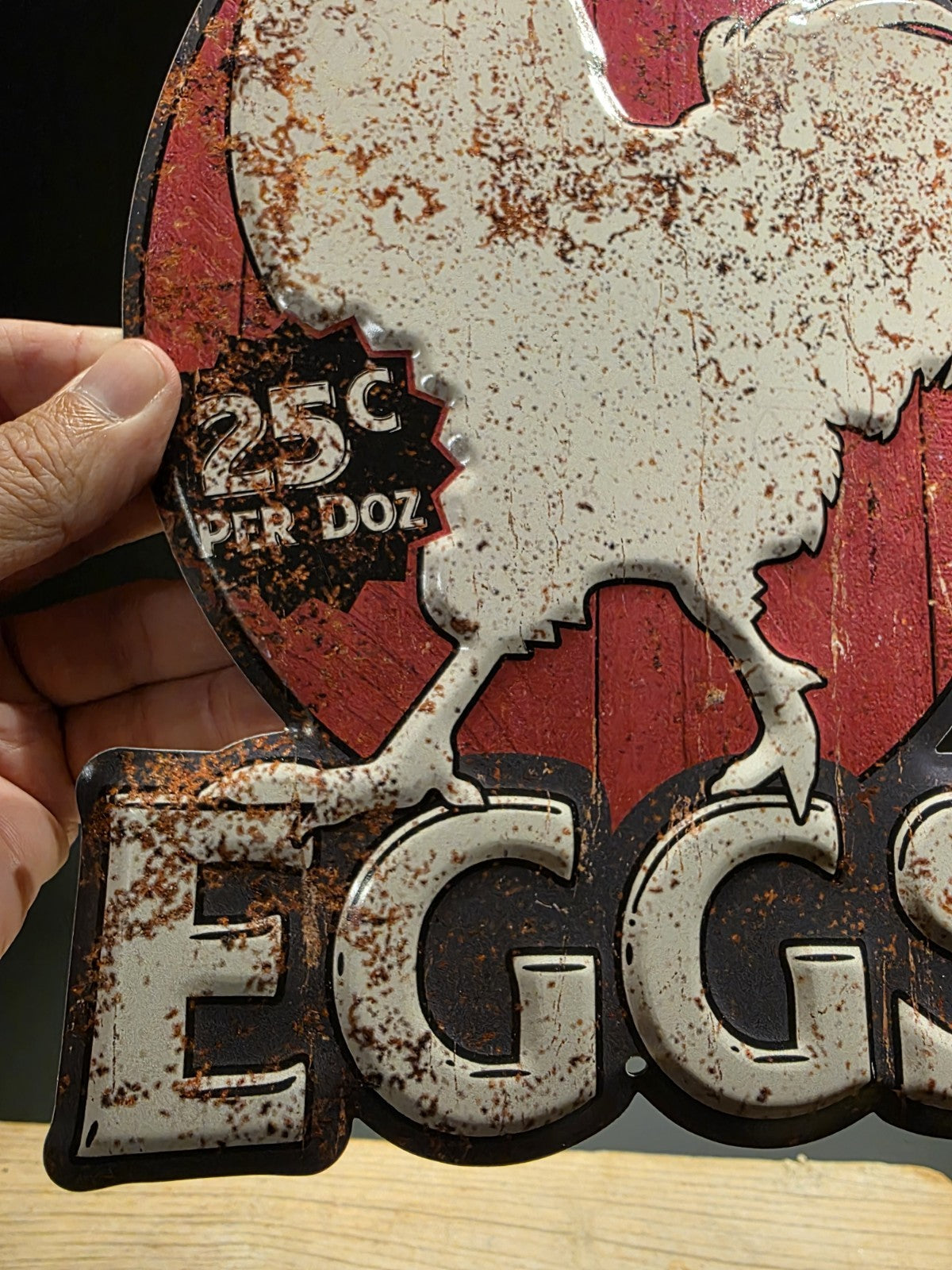 11" Metal Vintage Style Fresh Eggs Sign