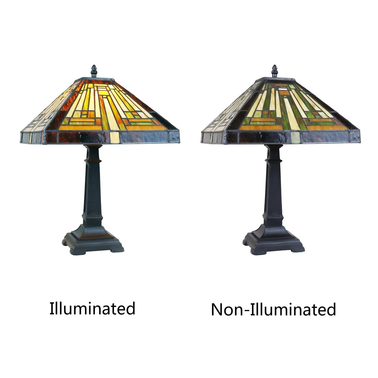 16.8" 1 light Antique Vintage Style Stained Glass Mission Table Lamp