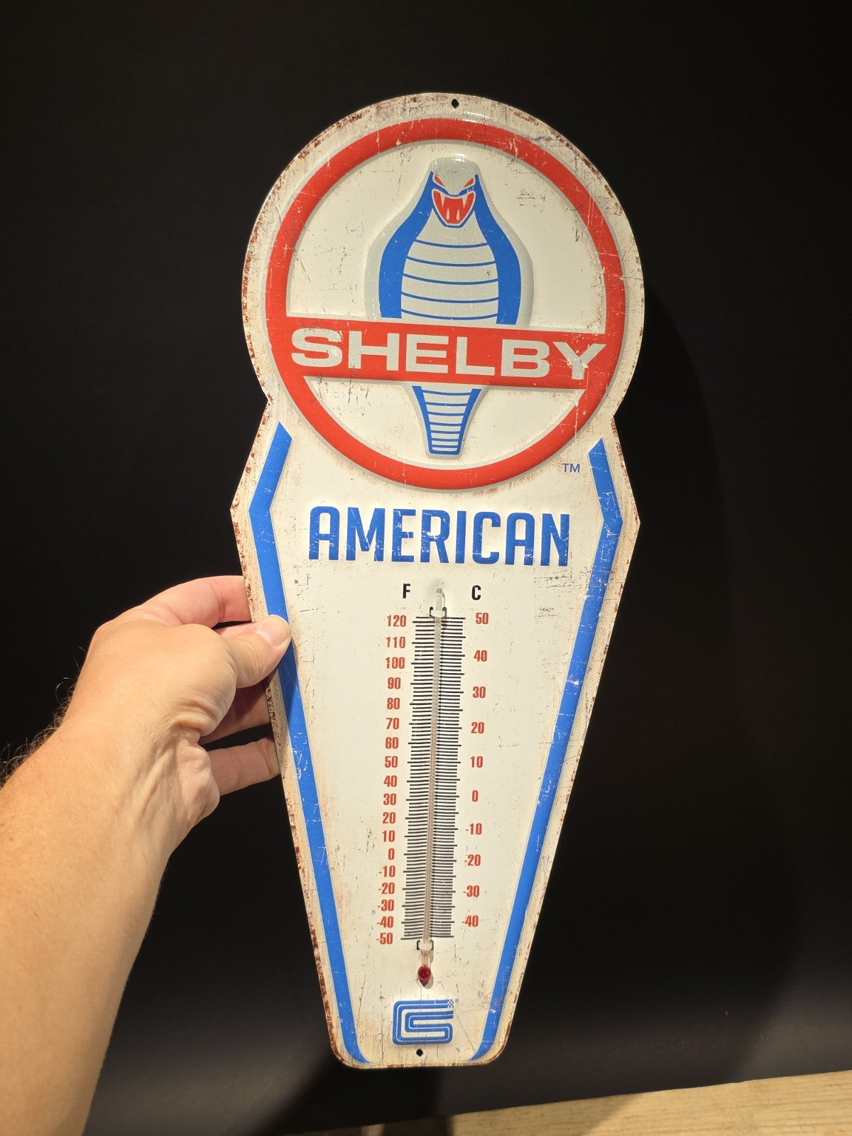 17.5 " Metal Vintage Style Ford Shelby American Thermometer Sign