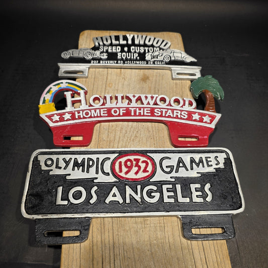Vintage Style Aluminum Holywood License Plate Fob Topper Collection Lot