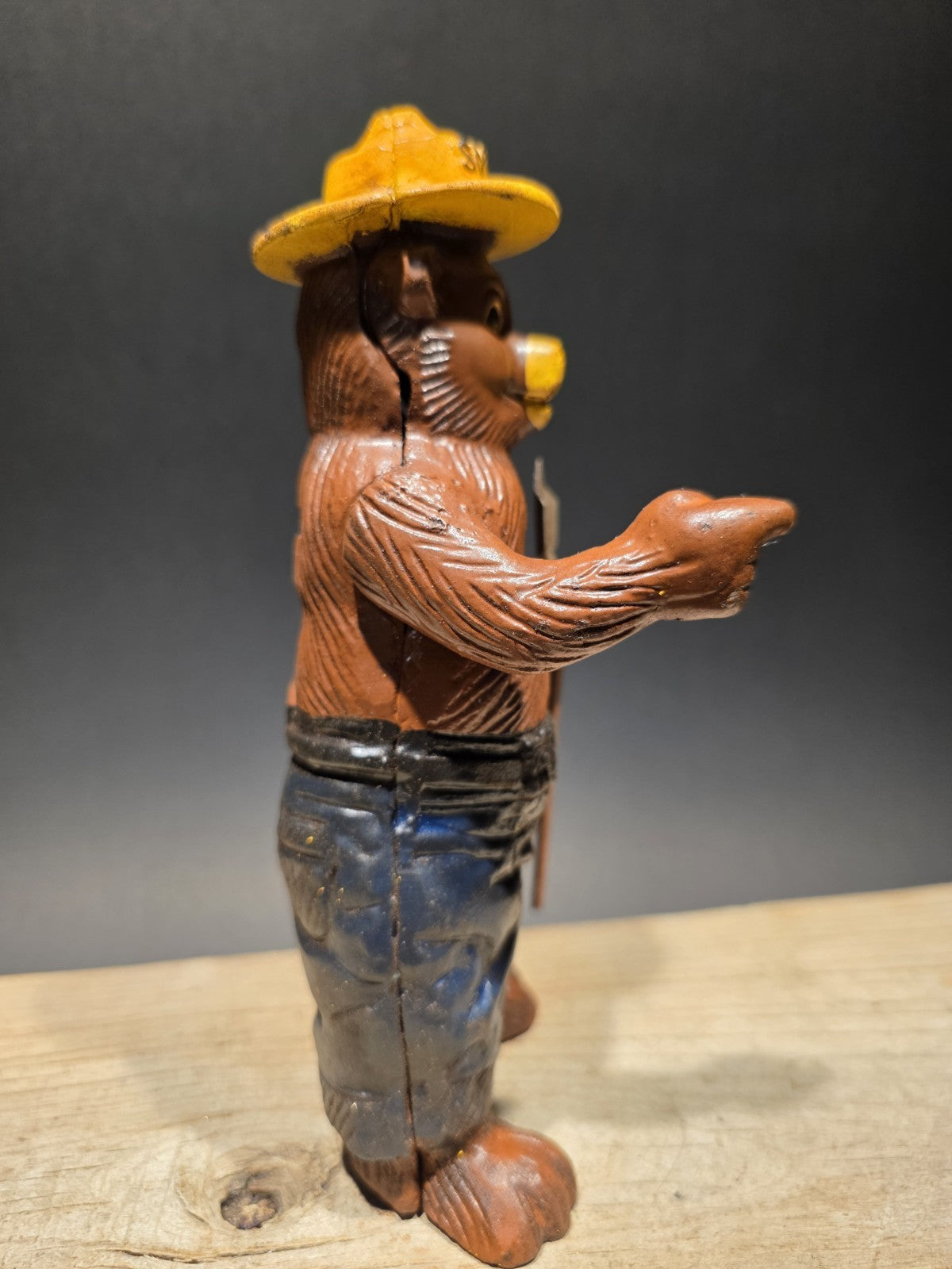 Antique Vintage Style Cast Smokey The Bear Coin Bank