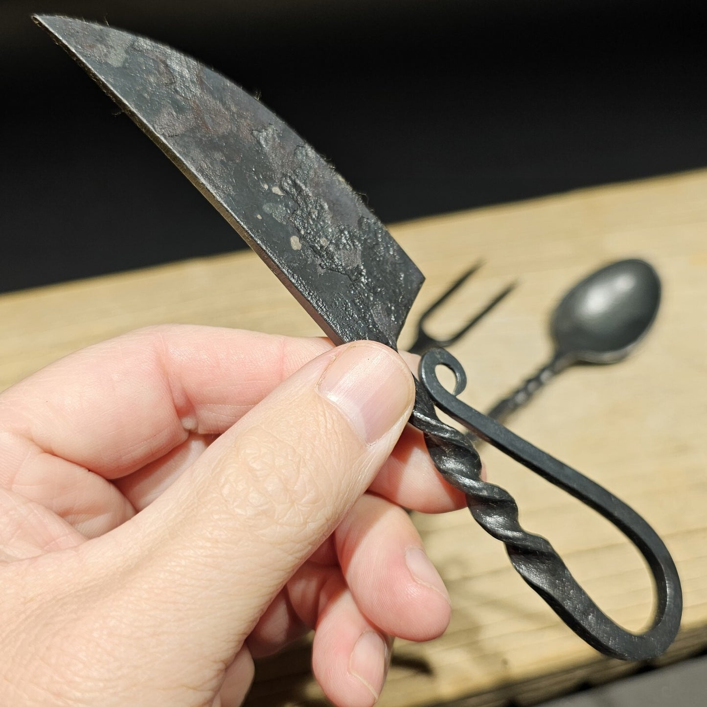 Flint Striker Style Custom Forged Knife Utensil Set